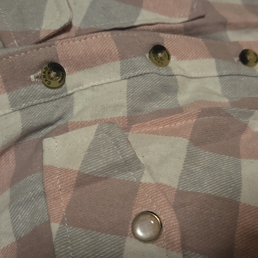 NWT Pink and White Plaid Button-Up Shirt - Picture 5 of 5